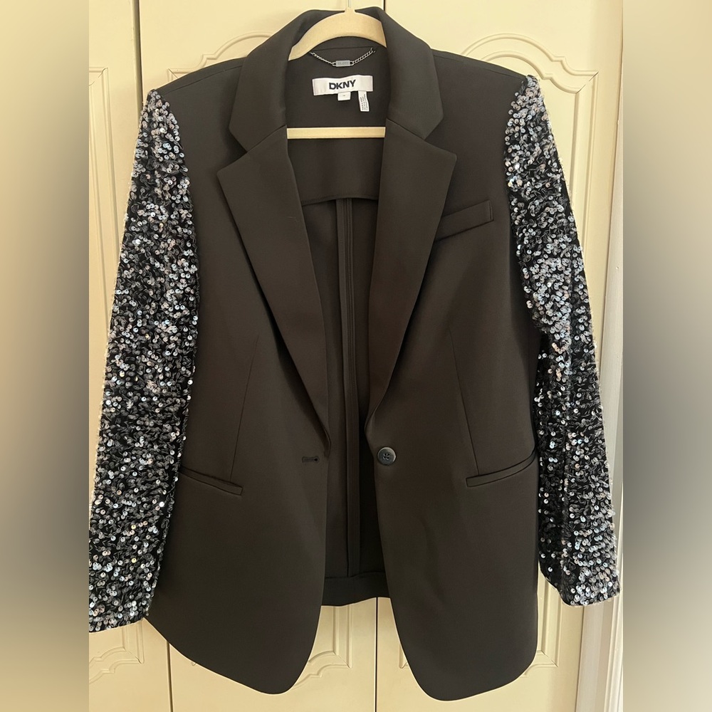 DKNY Blazer with Silver Sequin Sleeves